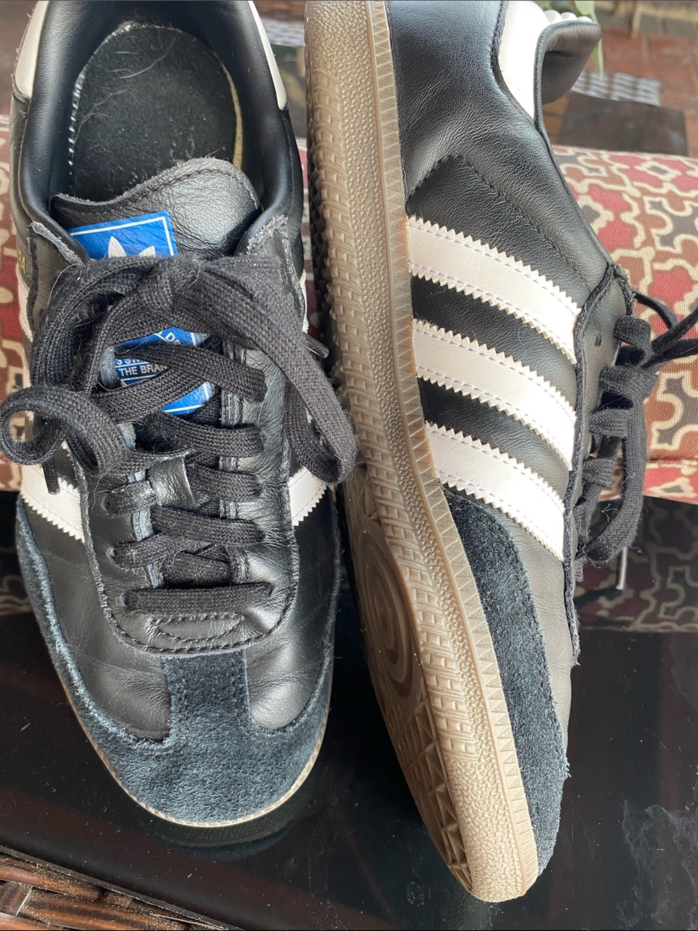 adidas Black and White Men's Sneakers with Gum Sole